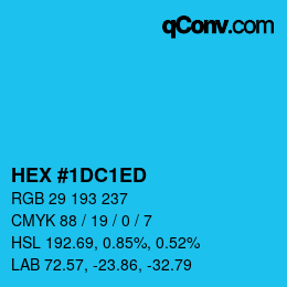 颜色代码: HEX #1DC1ED | qconv.com