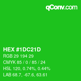 Color code: HEX #1DC21D | qconv.com