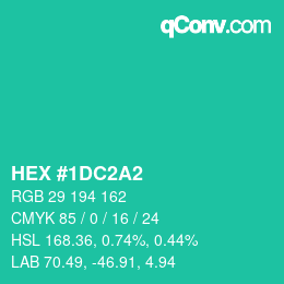 Color code: HEX #1DC2A2 | qconv.com