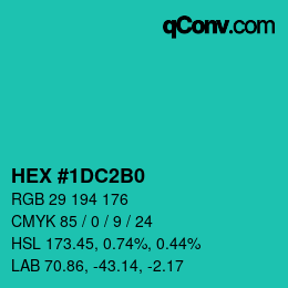 颜色代码: HEX #1DC2B0 | qconv.com
