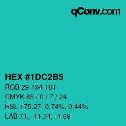 カラーコード: HEX #1DC2B5 | qconv.com