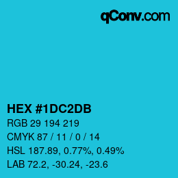 カラーコード: HEX #1DC2DB | qconv.com