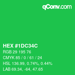 颜色代码: HEX #1DC34C | qconv.com