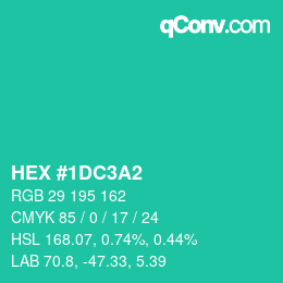 カラーコード: HEX #1DC3A2 | qconv.com