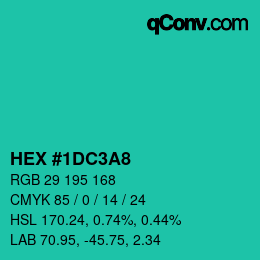 カラーコード: HEX #1DC3A8 | qconv.com
