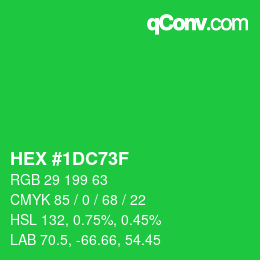 Color code: HEX #1DC73F | qconv.com