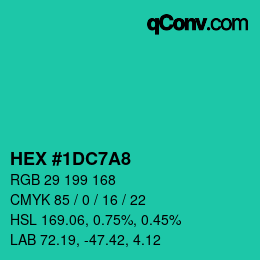 Color code: HEX #1DC7A8 | qconv.com