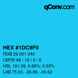 カラーコード: HEX #1DC9F0 | qconv.com
