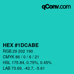 Color code: HEX #1DCABE | qconv.com
