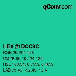 Color code: HEX #1DCC9C | qconv.com