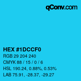 Color code: HEX #1DCCF0 | qconv.com
