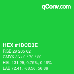 Code couleur: HEX #1DCD3E | qconv.com