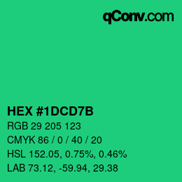 颜色代码: HEX #1DCD7B | qconv.com