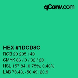 Color code: HEX #1DCD8C | qconv.com