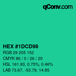 Color code: HEX #1DCD98 | qconv.com