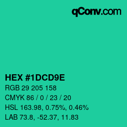 Color code: HEX #1DCD9E | qconv.com