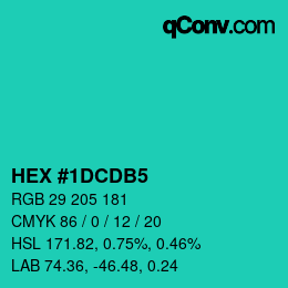 Color code: HEX #1DCDB5 | qconv.com