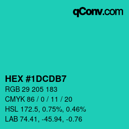 Color code: HEX #1DCDB7 | qconv.com