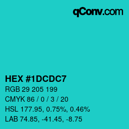 Color code: HEX #1DCDC7 | qconv.com