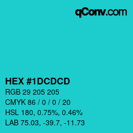 Color code: HEX #1DCDCD | qconv.com