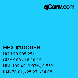 Color code: HEX #1DCDFB | qconv.com