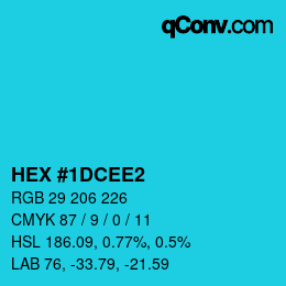 颜色代码: HEX #1DCEE2 | qconv.com