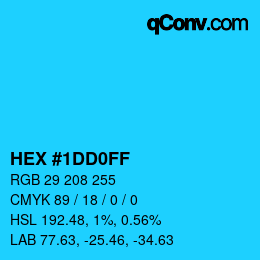 カラーコード: HEX #1DD0FF | qconv.com