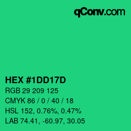 カラーコード: HEX #1DD17D | qconv.com