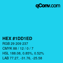 颜色代码: HEX #1DD1ED | qconv.com