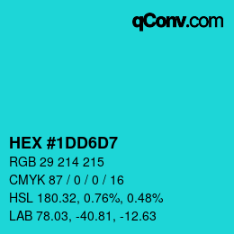 カラーコード: HEX #1DD6D7 | qconv.com