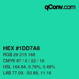 カラーコード: HEX #1DD7A8 | qconv.com