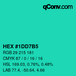 カラーコード: HEX #1DD7B5 | qconv.com