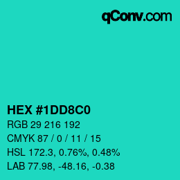 カラーコード: HEX #1DD8C0 | qconv.com