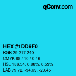 カラーコード: HEX #1DD9F0 | qconv.com