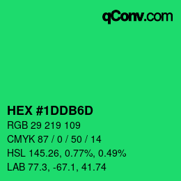 カラーコード: HEX #1DDB6D | qconv.com