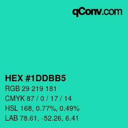 カラーコード: HEX #1DDBB5 | qconv.com