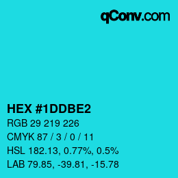 颜色代码: HEX #1DDBE2 | qconv.com