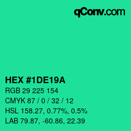 Color code: HEX #1DE19A | qconv.com