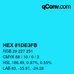 Color code: HEX #1DE3FB | qconv.com