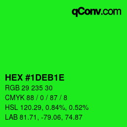 Color code: HEX #1DEB1E | qconv.com