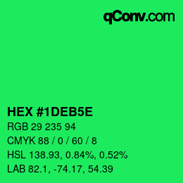 Color code: HEX #1DEB5E | qconv.com