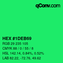 Código de color: HEX #1DEB69 | qconv.com