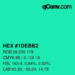 カラーコード: HEX #1DEBB2 | qconv.com