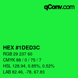Color code: HEX #1DED3C | qconv.com