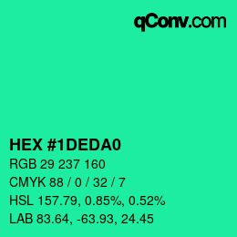 颜色代码: HEX #1DEDA0 | qconv.com