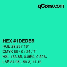 颜色代码: HEX #1DEDB5 | qconv.com