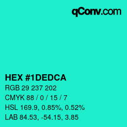 颜色代码: HEX #1DEDCA | qconv.com
