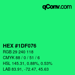 カラーコード: HEX #1DF076 | qconv.com