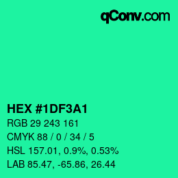 Color code: HEX #1DF3A1 | qconv.com
