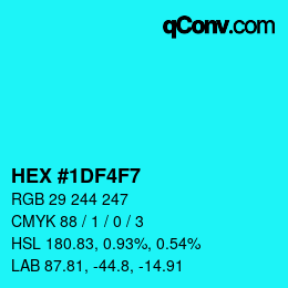 Color code: HEX #1DF4F7 | qconv.com